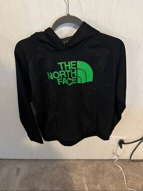 The North Face Kids Black Hoodie with Green Logo